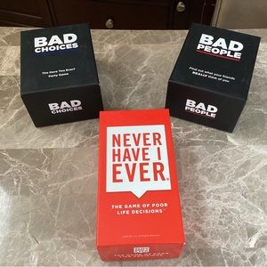 Never have I ever bad people bad choices party card games bundle!